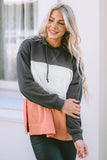 Color Block Pocketed Side Slit Hoodie