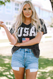 Distressed Tie-dye USA Flag Print T-shirt