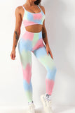 Tie Dye Criss Cross Strappy Sports Bra