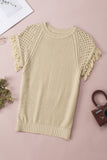 Fringed Hollow-out Short Sleeves Sweater