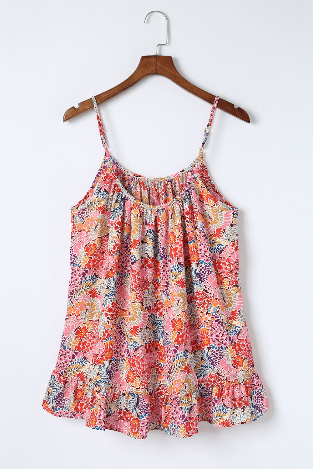 Spaghetti Straps Floral Print Sleeveless Top