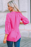 Chemise ample rose à manches 3/4 et imprimé à pois 