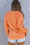 Orange Spooky Season Ghost Print Ribbed Pullover Sweatshirt