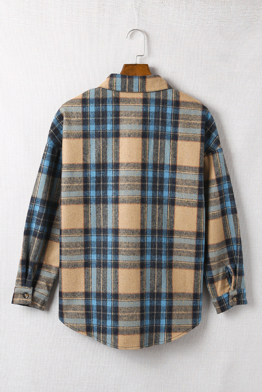 Plaid Color Block Buttoned Shirt with Pockets