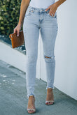 Light Wash Ripped Skinny Jeans