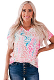 Colorful V Neck Short Sleeve Top