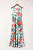 Boho Print Sleeveless High Waist Long Floral Dress