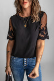 Floral Lace Sleeve Patchwork Top