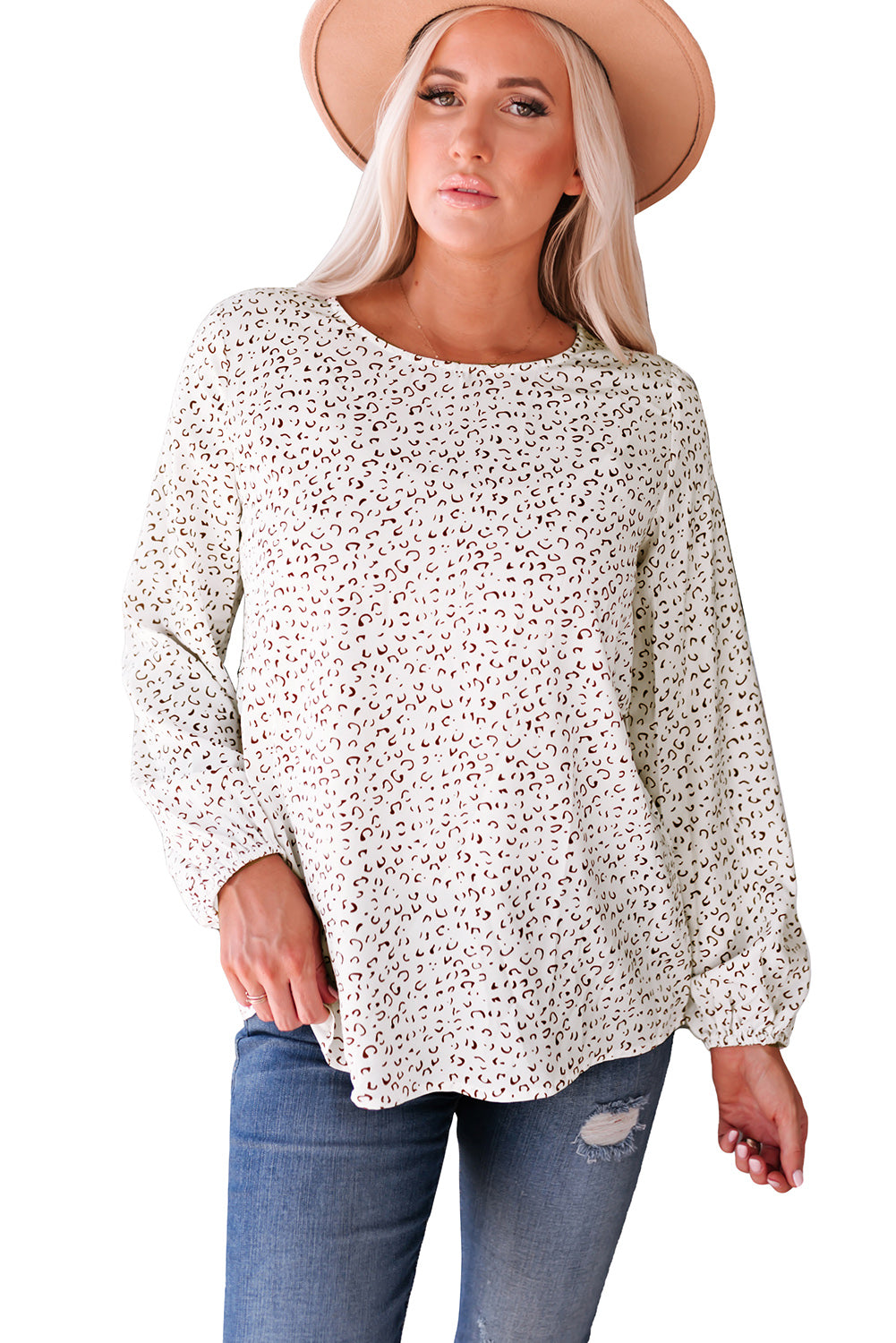 Crew Neck Long Sleeve Blouse