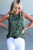 Leopard Print Crew Neck Tank Top