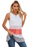 Crochet Lace Trim Color Block Tank Top