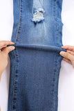 Sky Blue Buttoned Pockets Distressed Jeans