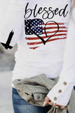 Blessed American Flag Buttoned Long Sleeve T Shirt