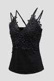 Lace Overlay Strappy Hollow-out Tank Top