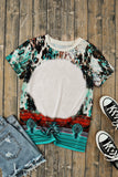 Bleached Western Print Blank Graphic T Shirt