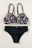 Black Twisted Bust Leopard Bikini Set