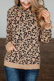 Leopard Knitted Drawstring Hooded Sweater