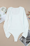 Ribbed Knit Long Sleeve Square Neck Bodysuit