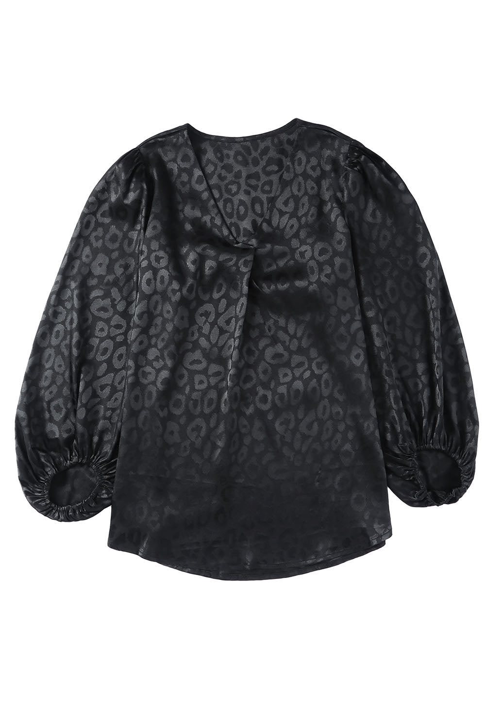 Blouse noire à motif léopard et col en V 