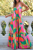 Boho Geometric Print Sleeveless Maxi Dress