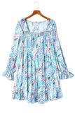 Ruffled Square Neck Floral Dress