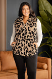 Plus Size Stand Neck Zipped Front Sherpa Jacket Vest