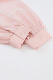 Pink Frilled Stand Collar Long Sleeve Ruffle Dress