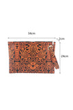 Vintage Floral Print PU Leather Wristlet Clutch