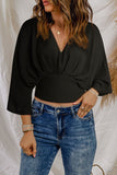 V Neck Flared Sleeves Crop Top