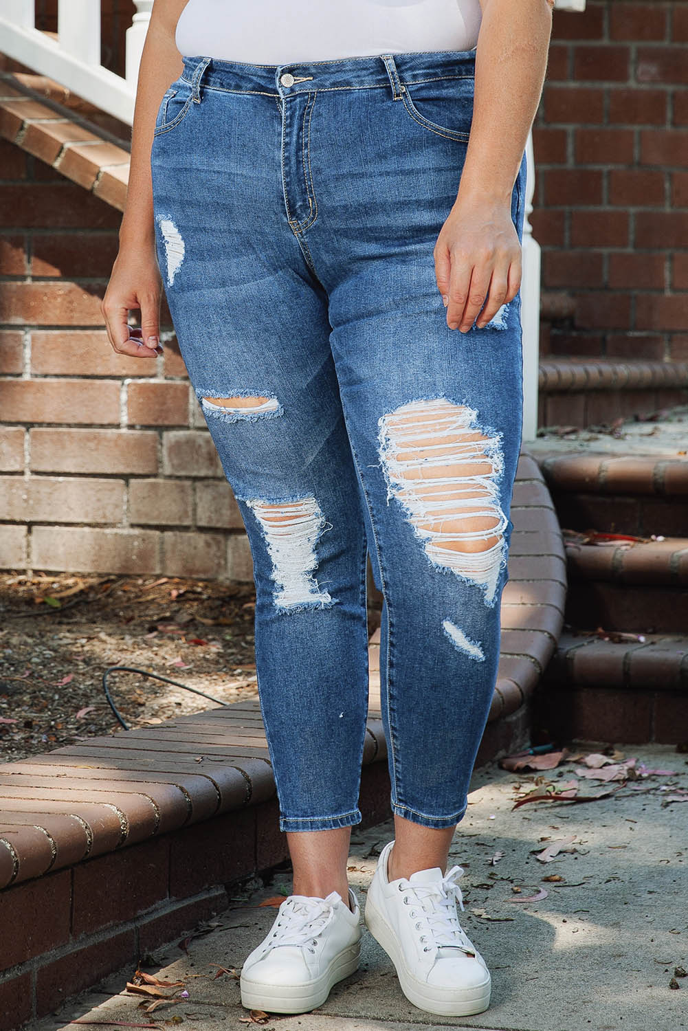 Plus Size Distressed Ripped Skinny Jeans