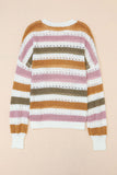 Striped Hollowed Knitted Loose Sweater