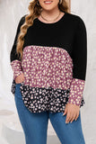 Floral Pattern Color Block Plus Size Pullover Top