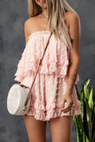 Swiss Dot Frill Tiered Strapless Romper