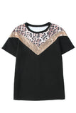 Leopard Sequin Waffle Knit Short Sleeve T-shirt