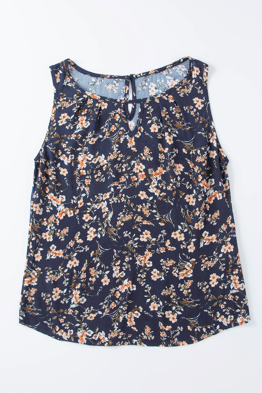 Cutout Decor Round Neck Floral Tank Top