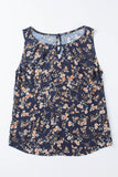 Cutout Decor Round Neck Floral Tank Top