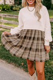 Black Plaid Patchwork High Waist Sweatshirt Mini Dress