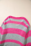 Pull coupe ample en tricot color block à rayures roses et col en V