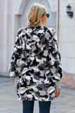 Camo Print Soft Fleece Hooded Open Front Coat