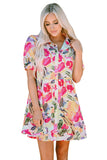 Floral Print Short Sleeve Shirt Dress