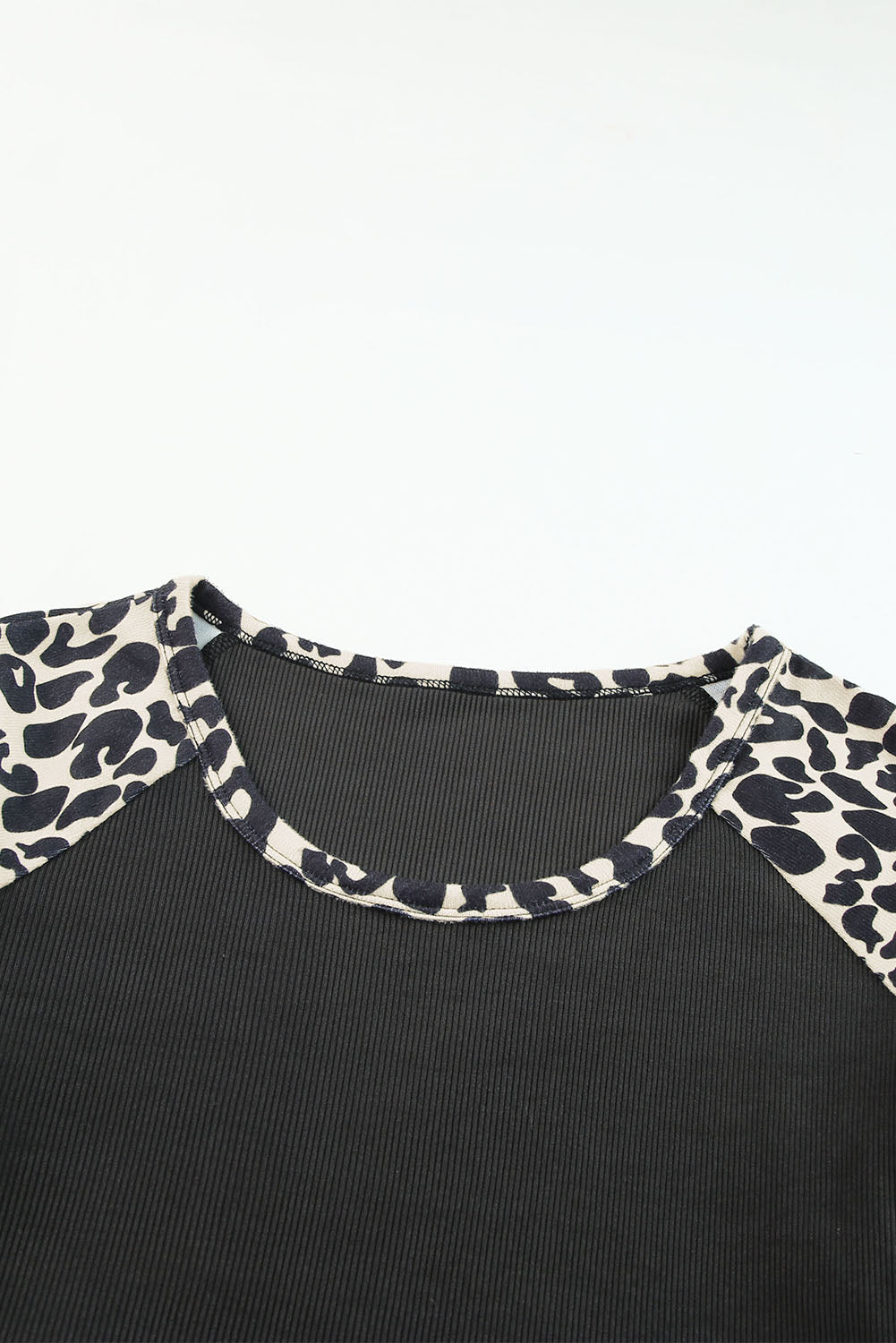 Leopard Color Block Cut Out Short Sleeve Top