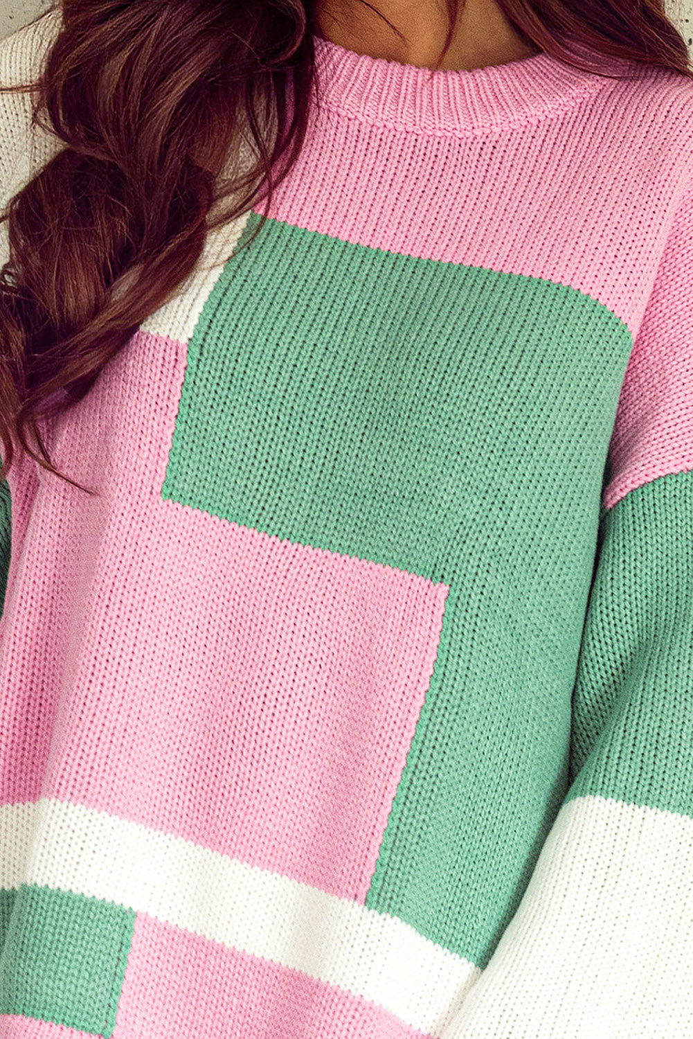 Colorblock Drop Shoulder Bell Sleeve Sweater