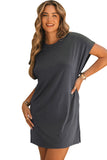 Bat Sleeve T-shirt Dress with Slits