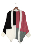 Color Block Loose Open Front Knitted Cardigan