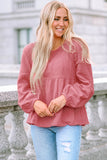 Bubble Sleeve Textured Flowy Blouse