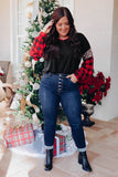 Christmas Tree Plaid Leopard Sequin Plus Size Top