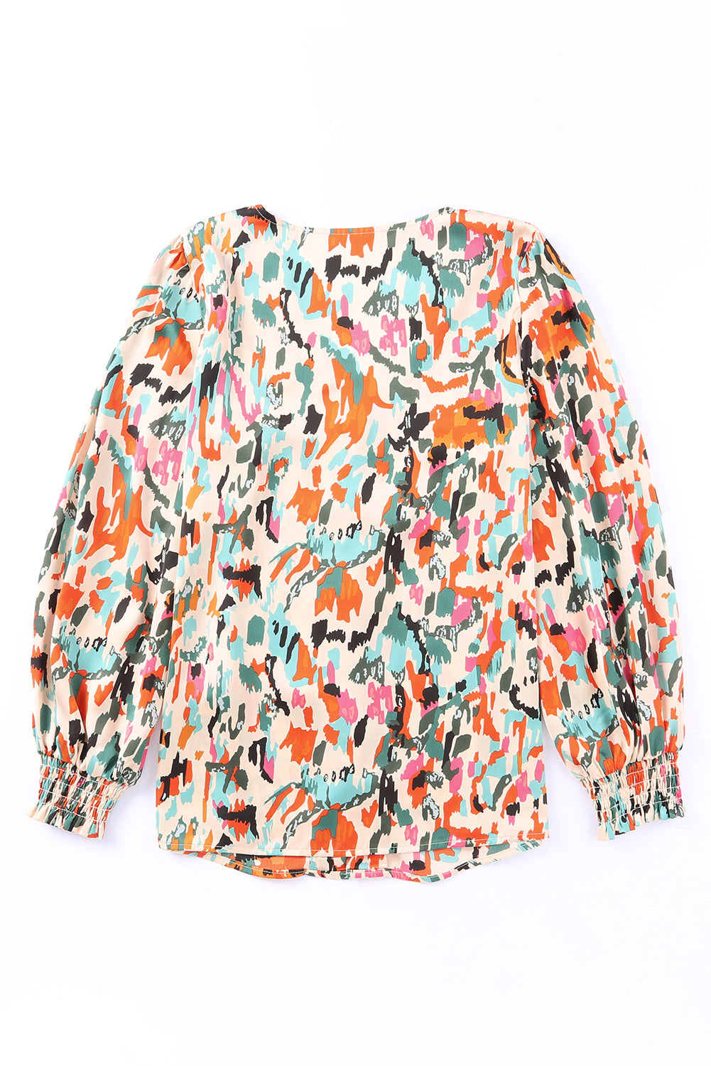 V Neck Abstract Print Long Sleeve Shirt