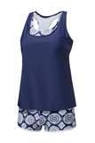 3pcs Printed Sporty Racerback Tankini Swimsuit