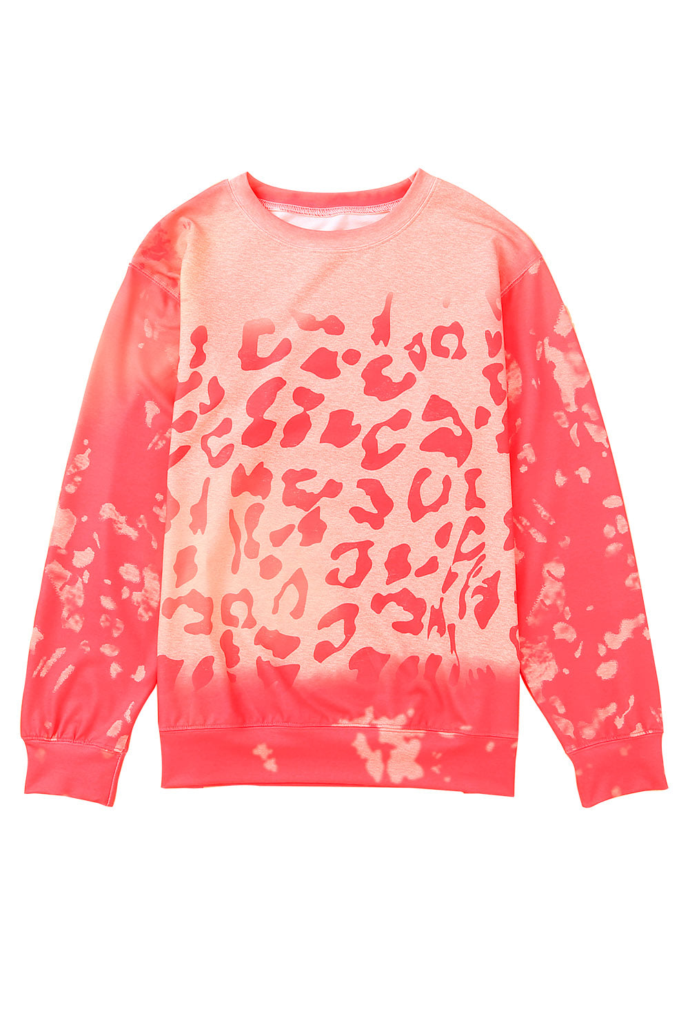 Sweat-shirt rose à imprimé guépard blanchi