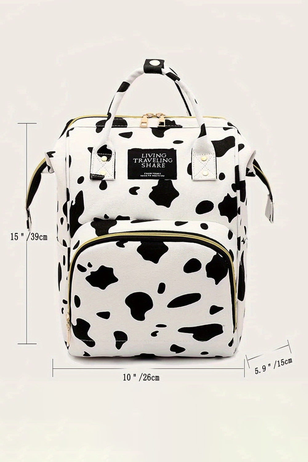 Cow Spot Print Multi Pocket Canvas Backpack